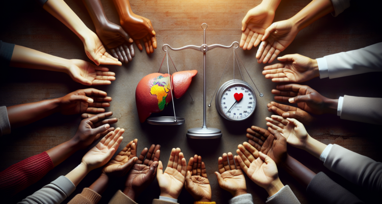 alt_text: Ilustrasi donor hati global dengan elemen cinta dan dilema moral dalam pengorbanan.