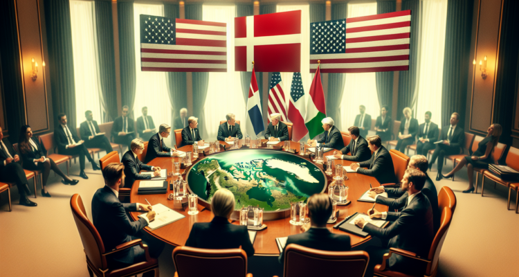 "alt_text": "Pertemuan diplomatik terkait ekonomi dan lingkungan antara Denmark, AS, dan Greenland."