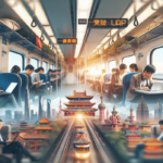 alt_text: Kereta Budaya Harbin–Mohe digambarkan dengan elemen loncatan bisnis online dan teknologi.