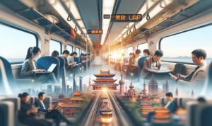 Kereta Budaya Harbin–Mohe dan Loncatan Toko Online alt_text: Kereta Budaya Harbin–Mohe digambarkan dengan elemen loncatan bisnis online dan teknologi.