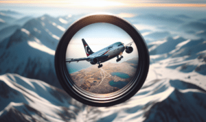 alt_text: Pesawat Libya dengan tanda hitam terbang melewati langit Turki, menandai jejak globalnya.