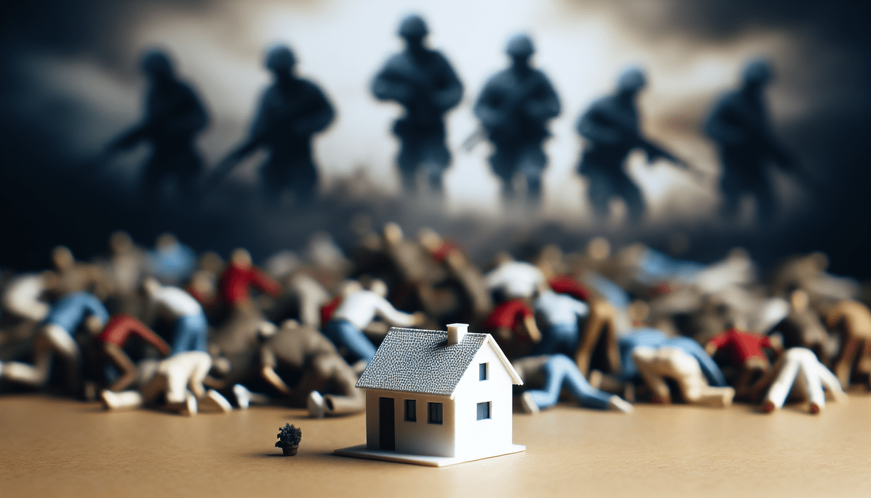 Rumah Minimalis di Tengah Gejolak Politik Global alt_text: Rumah minimalis berdiri kokoh di tengah latar belakang gejolak politik global.