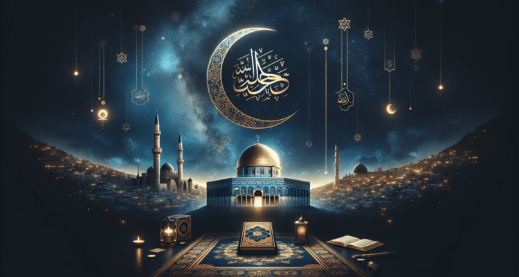 "alt_text": "Poster ceramah Isra Miraj Islami: pesan singkat namun menyentuh hati."