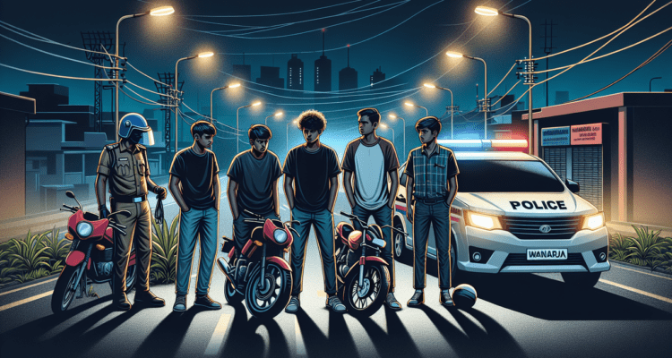 alt_text: Polisi membongkar jaringan balap liar saat patroli dini hari, beberapa motor disita.