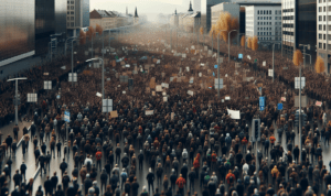 alt_text: Demo Iran akibat seruan Trump, massa protes luas, dampak global terlihat.