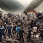 alt_text: Tim bersinergi atasi longsor di Papandayan, gunakan alat berat dan koordinasi lapangan.