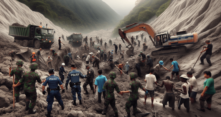 alt_text: Tim bersinergi atasi longsor di Papandayan, gunakan alat berat dan koordinasi lapangan.