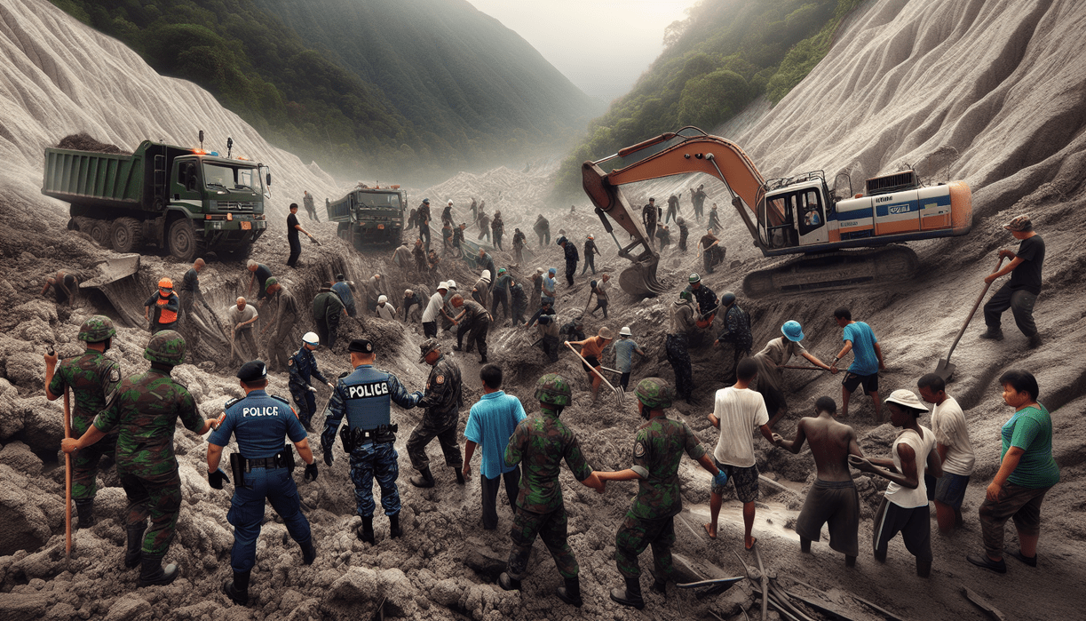 alt_text: Tim bersinergi atasi longsor di Papandayan, gunakan alat berat dan koordinasi lapangan.