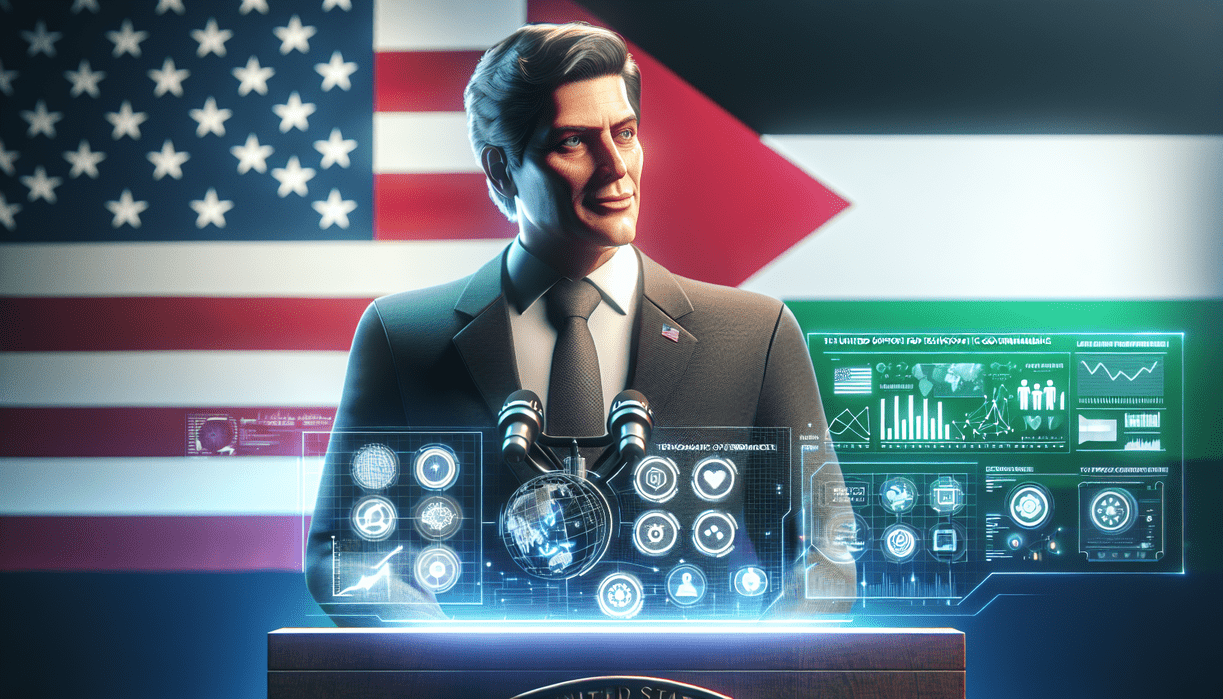 alt_text: Trump dengan pejabat Palestina di konferensi, membahas kerangka teknokratik pemerintahan baru.