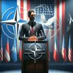 "Trump berdiri di depan peta Greenland, simbol uji tata kelola global baru."