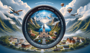 alt_text: Poster promosi pariwisata, kolaborasi Maluku Utara dan Austria, menggambarkan keindahan alam.