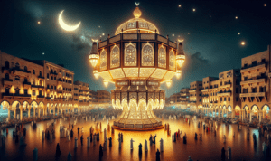 alt_text: Lampion Ramadan berkilau di Sidon, Lebanon, menggambarkan semangat dan kekayaan budaya.