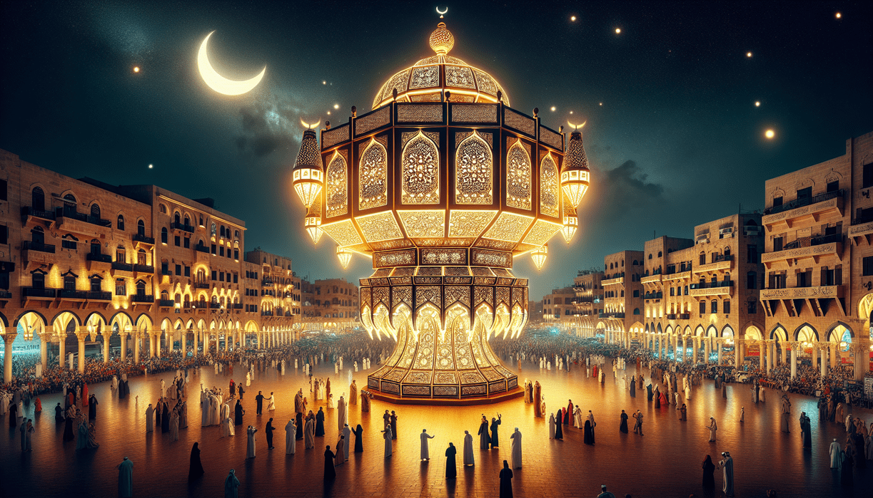 alt_text: Lampion Ramadan berkilau di Sidon, Lebanon, menggambarkan semangat dan kekayaan budaya.