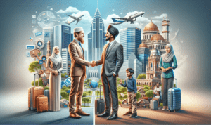 alt_text: Ilustrasi mudik Islami dengan kendaraan terlindungi, menampilkan suasana tenang dan aman.