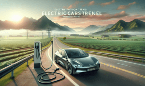 alt_text: Mobil listrik dalam perjalanan mudik Islami, baterai terisi penuh tanpa kekhawatiran.