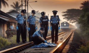 Alt_text: Polsek Kadungora menyelidiki kasus kecelakaan KA Cimuncang.