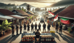 alt_text: Poster Polsek Pasirwangi: Kampanye anti-keributan menjelang Ramadan.