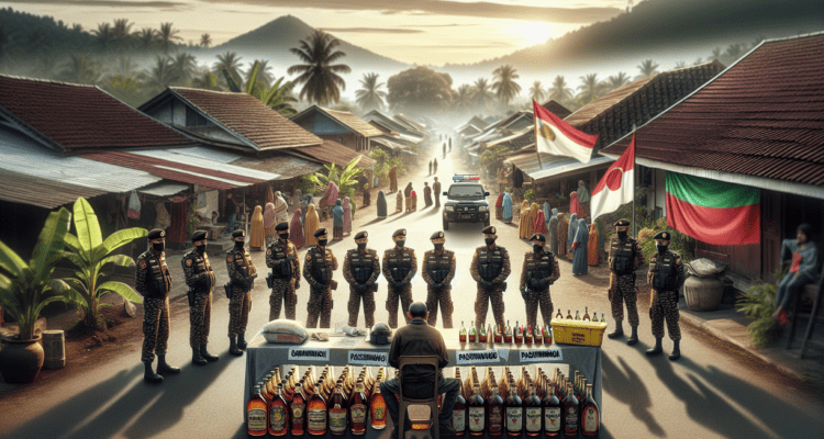 alt_text: Poster Polsek Pasirwangi: Kampanye anti-keributan menjelang Ramadan.