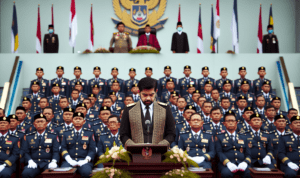 alt_text: 42 pejabat struktural dilantik di Garut, berbaris rapi dalam upacara resmi.