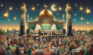 alt_text: Aksi Kemanusiaan Ramadan di Garut mendukung Palestina dengan penggalangan dana.