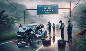 alt_text: Kecelakaan tunggal di Garut, terkait pengaruh miras dan kelalaian saat mudik.