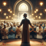 alt_text: Malam Islami di Masjid Salim Kamil, suasana haru dengan jamaah berdoa bersama.