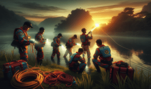 "alt_text": "Tim SAR gabungan tengah beraksi dalam penyelamatan dramatis di sungai Cikandang."