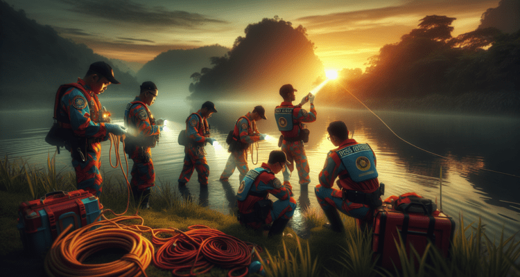 "alt_text": "Tim SAR gabungan tengah beraksi dalam penyelamatan dramatis di sungai Cikandang."