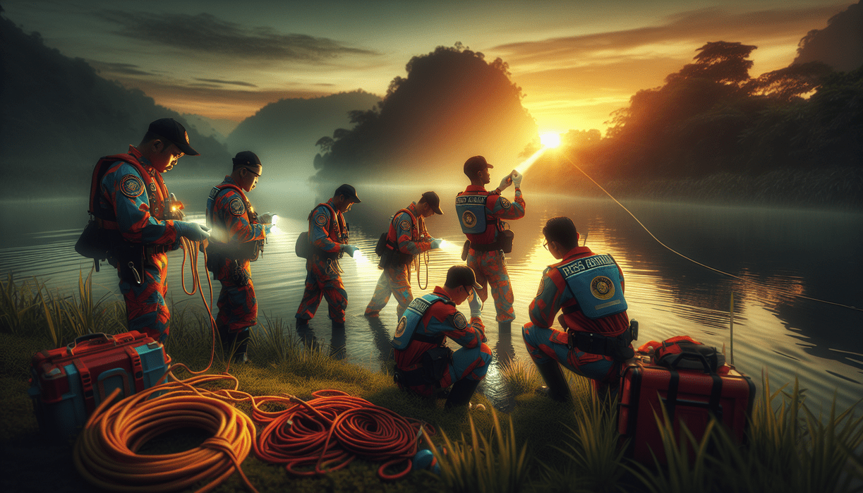 "alt_text": "Tim SAR gabungan tengah beraksi dalam penyelamatan dramatis di sungai Cikandang."