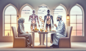 alt_text: Perbandingan Puasa Ramadan dan Intermittent Fasting dengan jadwal dan tujuan berbeda.