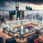 alt_text: Jamaah berkumpul di Makkah saat Ramadhan, menerima 2,3 juta layanan.