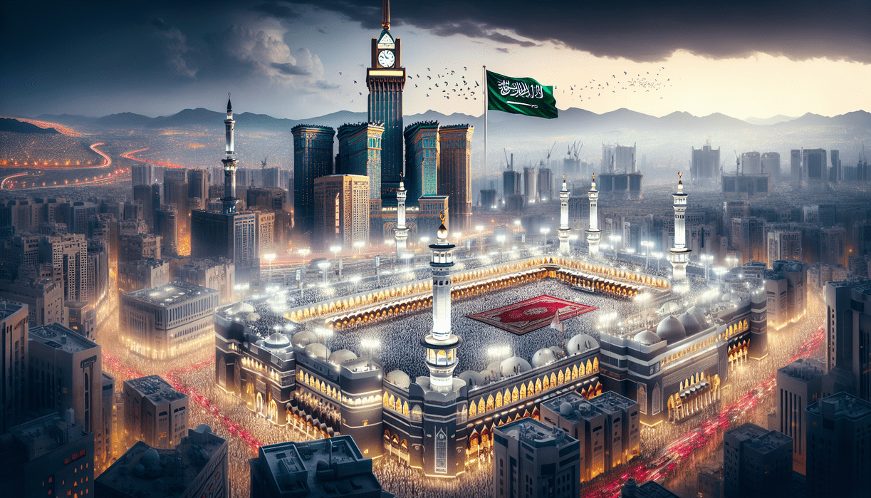 alt_text: Jamaah berkumpul di Makkah saat Ramadhan, menerima 2,3 juta layanan.