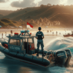 alt_text: Sat Polairud Garut berpatroli, memastikan keamanan di area pantai Selatan.
