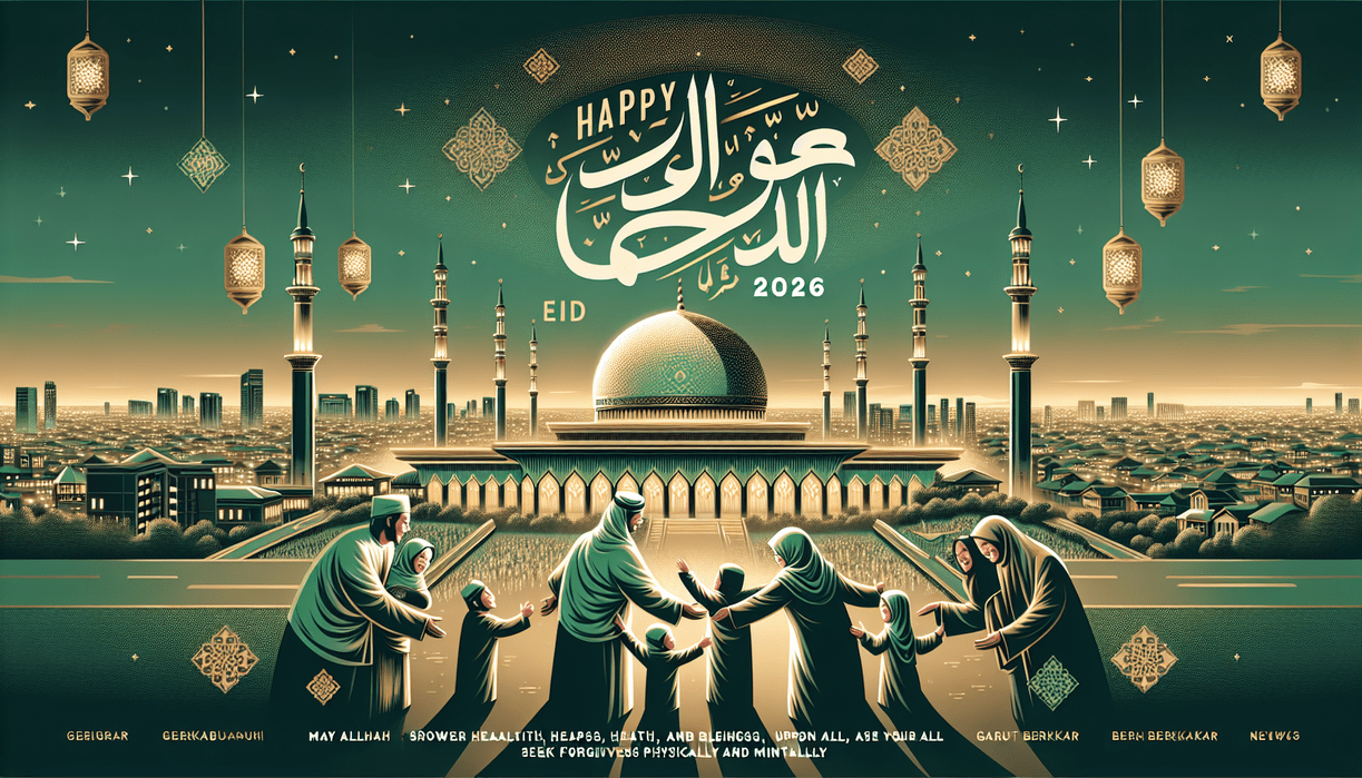 alt_text: Kartu ucapan Idul Fitri 2026 dengan nuansa meriah dan pesan penuh makna.