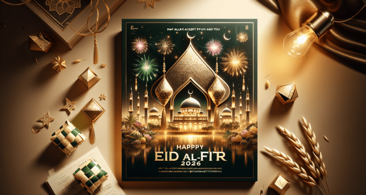 alt_text: "Ucapan Idul Fitri 2026, kembali ke fitrah dan diri terbaik setelah Ramadhan."