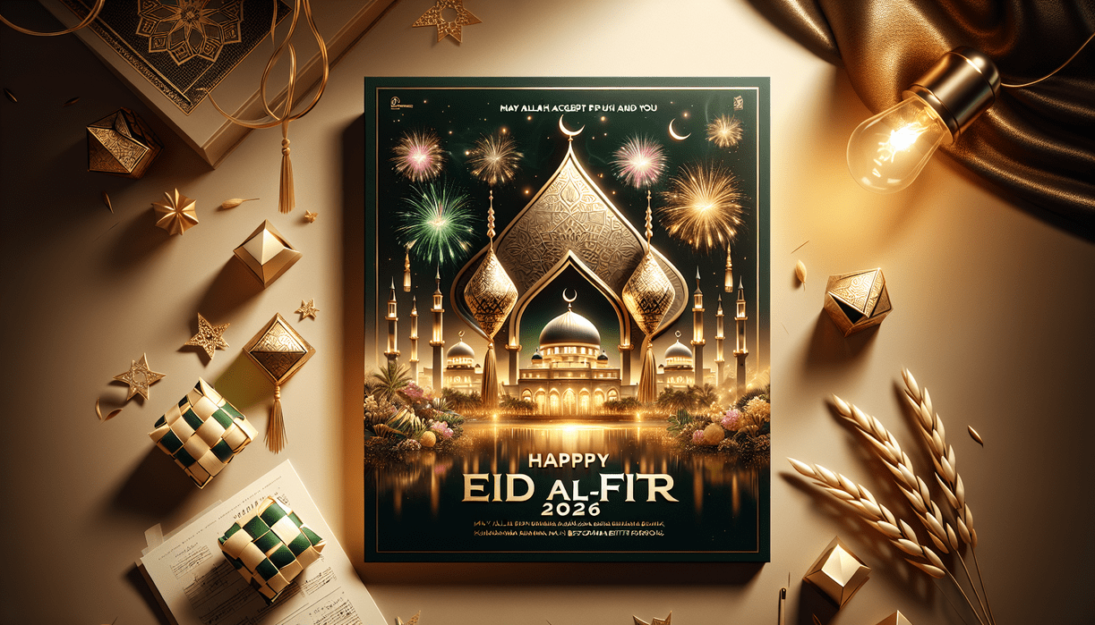 alt_text: "Ucapan Idul Fitri 2026, kembali ke fitrah dan diri terbaik setelah Ramadhan."