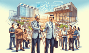 alt_text: Logo APJATEL Jabar dengan foto modernisasi kabel di Garut.