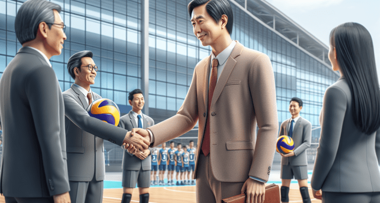 alt_text: Logo Gebyar Kejurda Voli U-18 2026 di Garut dengan motif bola voli dan peta.