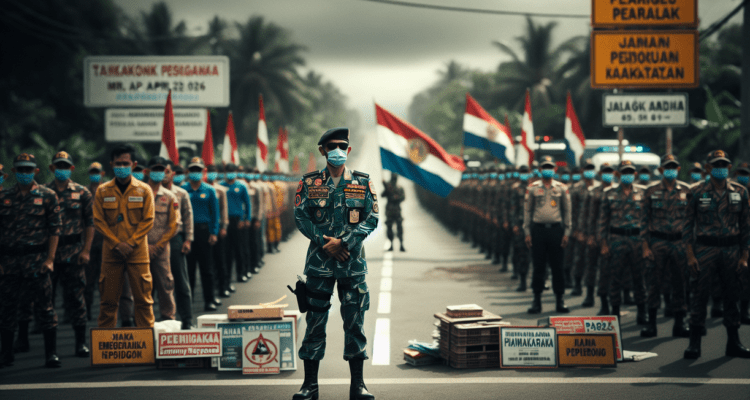 alt_text: Garut Siaga: Latihan evakuasi bencana, warga bersiap dan truk bantuan tiba di lokasi.