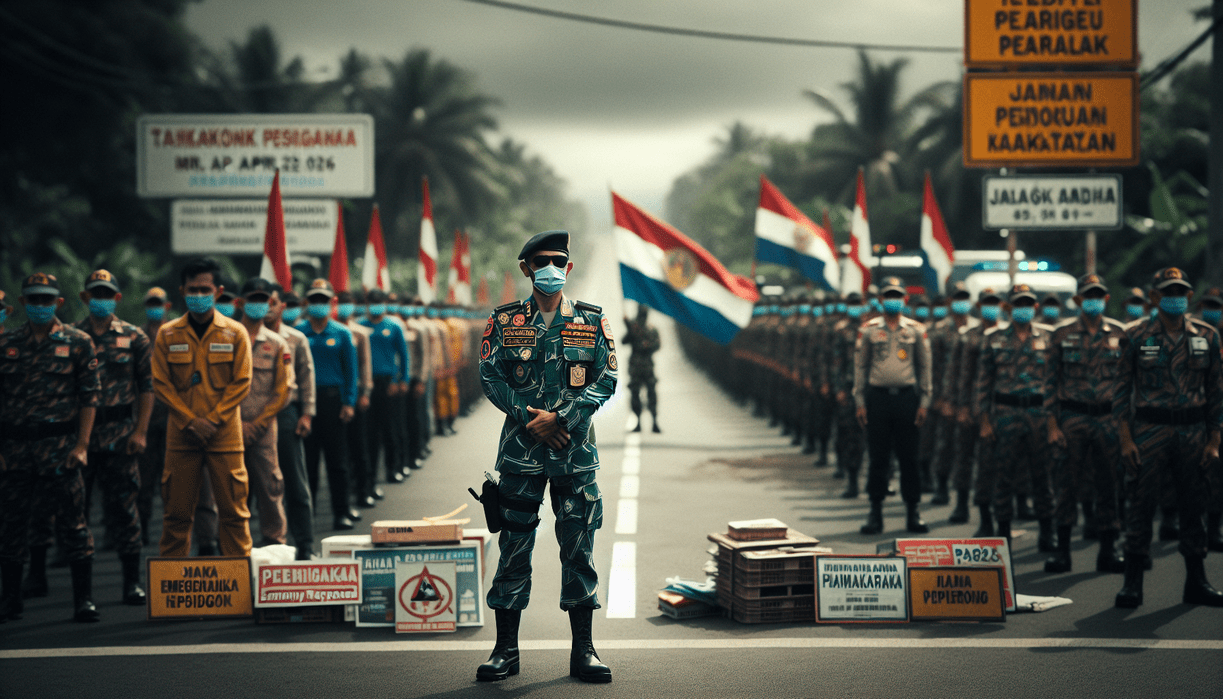 alt_text: Garut Siaga: Latihan evakuasi bencana, warga bersiap dan truk bantuan tiba di lokasi.