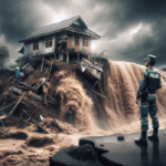 alt_text: Hujan deras memicu longsor di Karangtengah; tebing runtuh peringatkan bahaya alam.