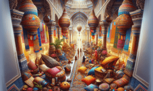 alt_text: "Paviliun Indonesia meriah di pameran buku internasional, menyambut Tunisia dengan hangat."