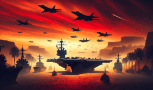 "alt_text": "Kapal perang AS di Timur Tengah, ketegangan meningkat, potensi konflik AS-Iran."