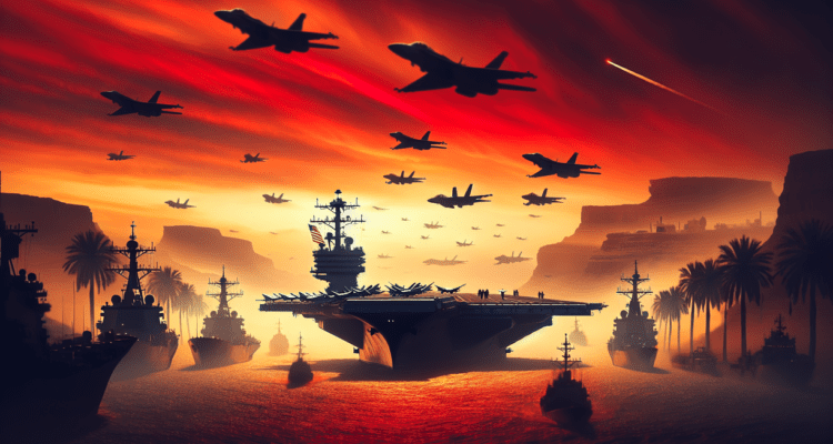 "alt_text": "Kapal perang AS di Timur Tengah, ketegangan meningkat, potensi konflik AS-Iran."