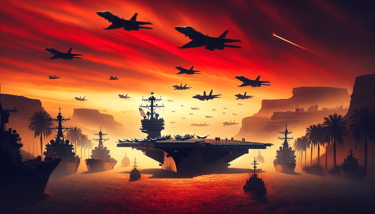 "alt_text": "Kapal perang AS di Timur Tengah, ketegangan meningkat, potensi konflik AS-Iran."