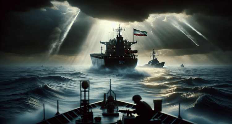 alt_text: Kapal angkatan laut dekatkan diri, menciptakan ketegangan AS-Iran di perairan internasional.