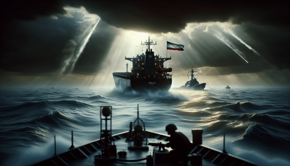 alt_text: Kapal angkatan laut dekatkan diri, menciptakan ketegangan AS-Iran di perairan internasional.