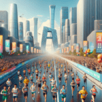 alt_text: Robot humanoid China melompat tinggi dengan latar belakang teknologi era chatGPT.