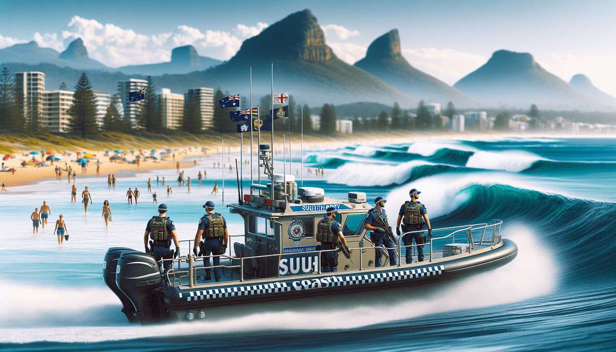 alt_text: Patroli Pantai Selatan Garut siap siaga menjaga keamanan dan bersahabat dengan pengunjung.