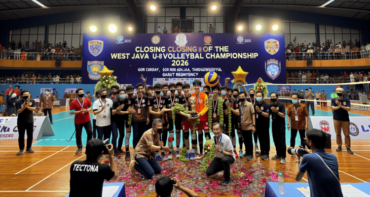 alt_text: Tim Tectona dominan, meraih gelar juara dalam Kejurda Voli U-18 Jabar.